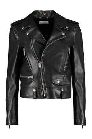 SAINT LAURENT Women's Leather Biker Jacket with Asymmetric Closure