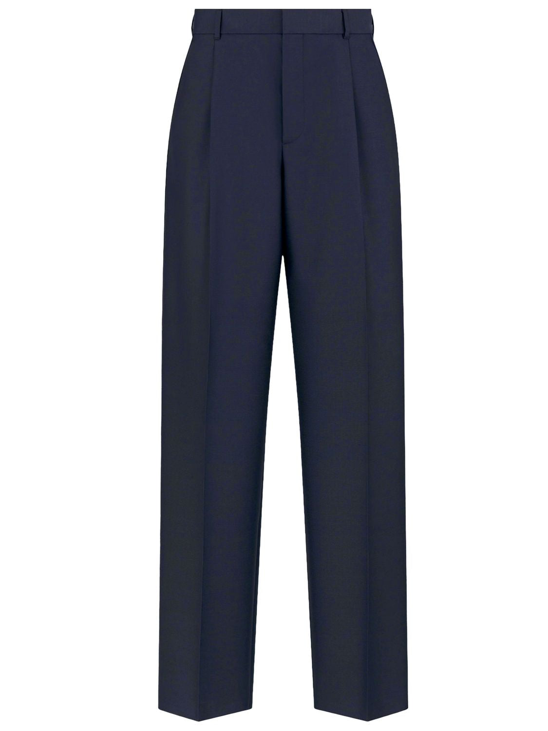 DIOR HOMME Blue Wool and Mohair Twill Pants with Contrasting Motif for Men