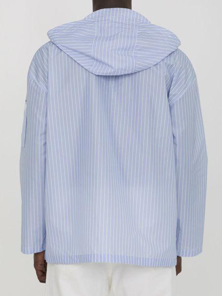 DIOR HOMME Blue Hooded Shirt with White Dior Signature - Oversized Fit