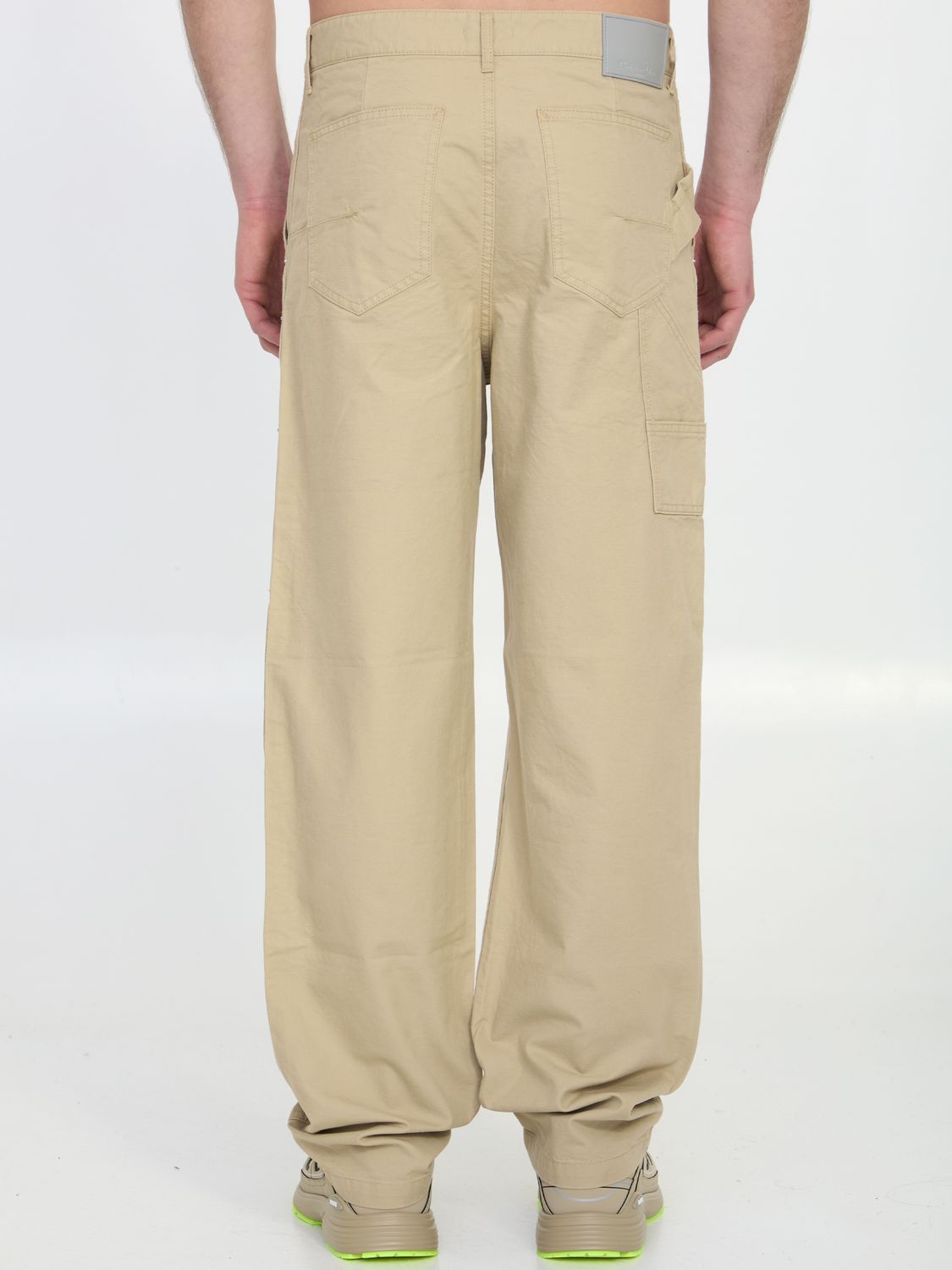 DIOR HOMME Embroidered Carpenter Jeans in Beige