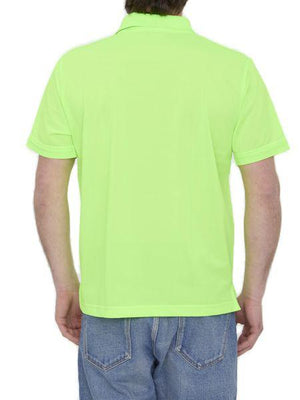 Fluorescent Green Mens Polo Shirt with Embroidered Logo | US Size L