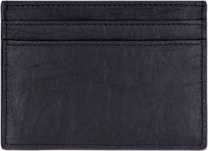 SAINT LAURENT Black Monogram Sheepskin Credit Card Holder for Men