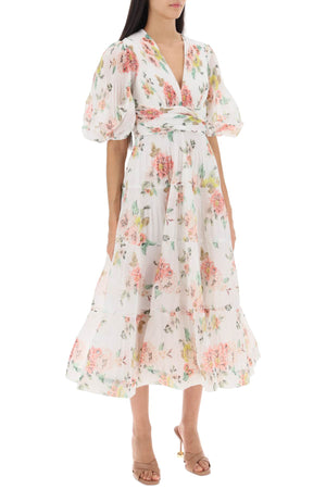 ZIMMERMANN Floral Pleated Midi Dress in White for Women - SS24 Collection