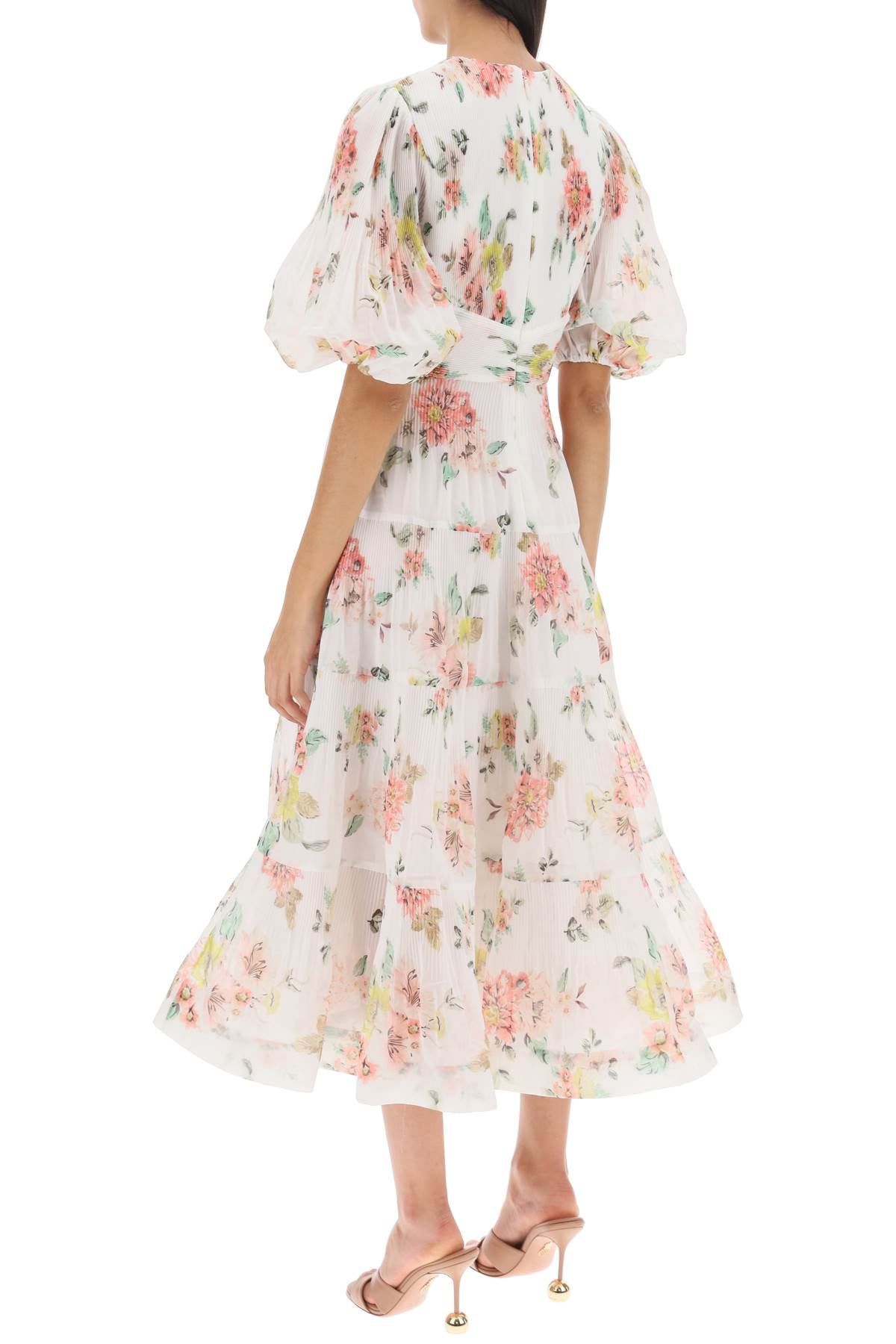 ZIMMERMANN Floral Pleated Midi Dress in White for Women - SS24 Collection