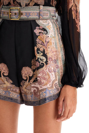 ZIMMERMANN High-Waisted Silk and Cotton Paisley Print Shorts - Size 0