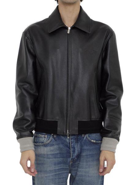 DIOR HOMME Designer Black Leather Jacket for Men - FW24 Collection