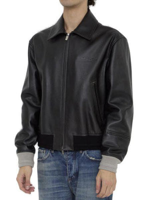 DIOR HOMME Designer Black Leather Jacket for Men - FW24 Collection