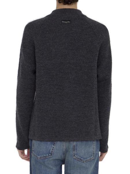 男士灰色羊毛针织套头衫 - FW24系列