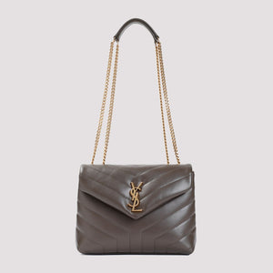 SAINT LAURENT LouLou Mini Shoulder Bag in Crema Soft with Quilted Raffia - Women's Fall/Winter Collection