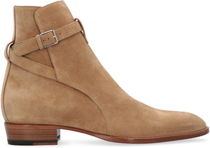 Men's Beige Ankle Boots with Ankle Strap