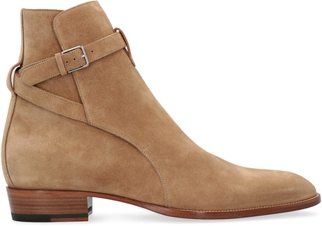 Men's Beige Ankle Boots with Ankle Strap