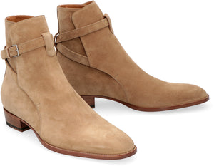 Men's Beige Ankle Boots with Ankle Strap