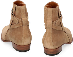 Men's Beige Ankle Boots with Ankle Strap