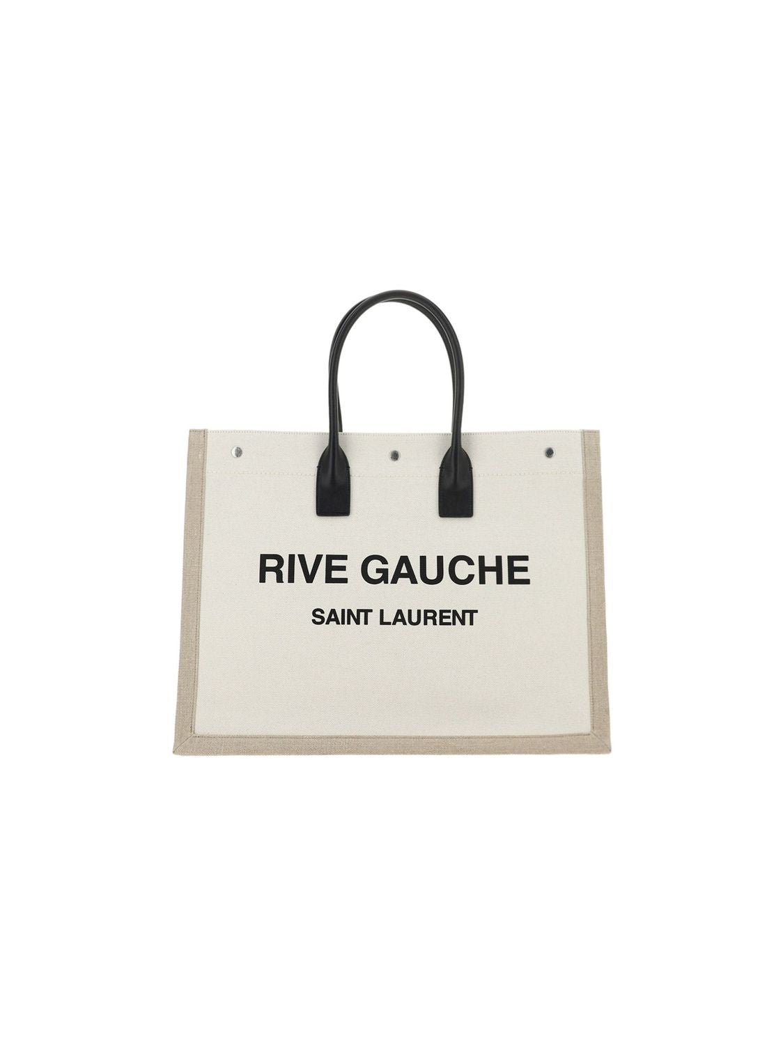 經典帆布手提包-河左 Rive Gauche 前面印花, 附皮革細節