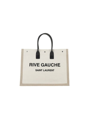 經典帆布手提包-河左 Rive Gauche 前面印花, 附皮革細節