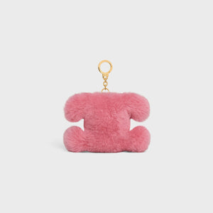 CELINE Mini Keyring with Pompom and Heart Detail in Sheepskin and Calfskin