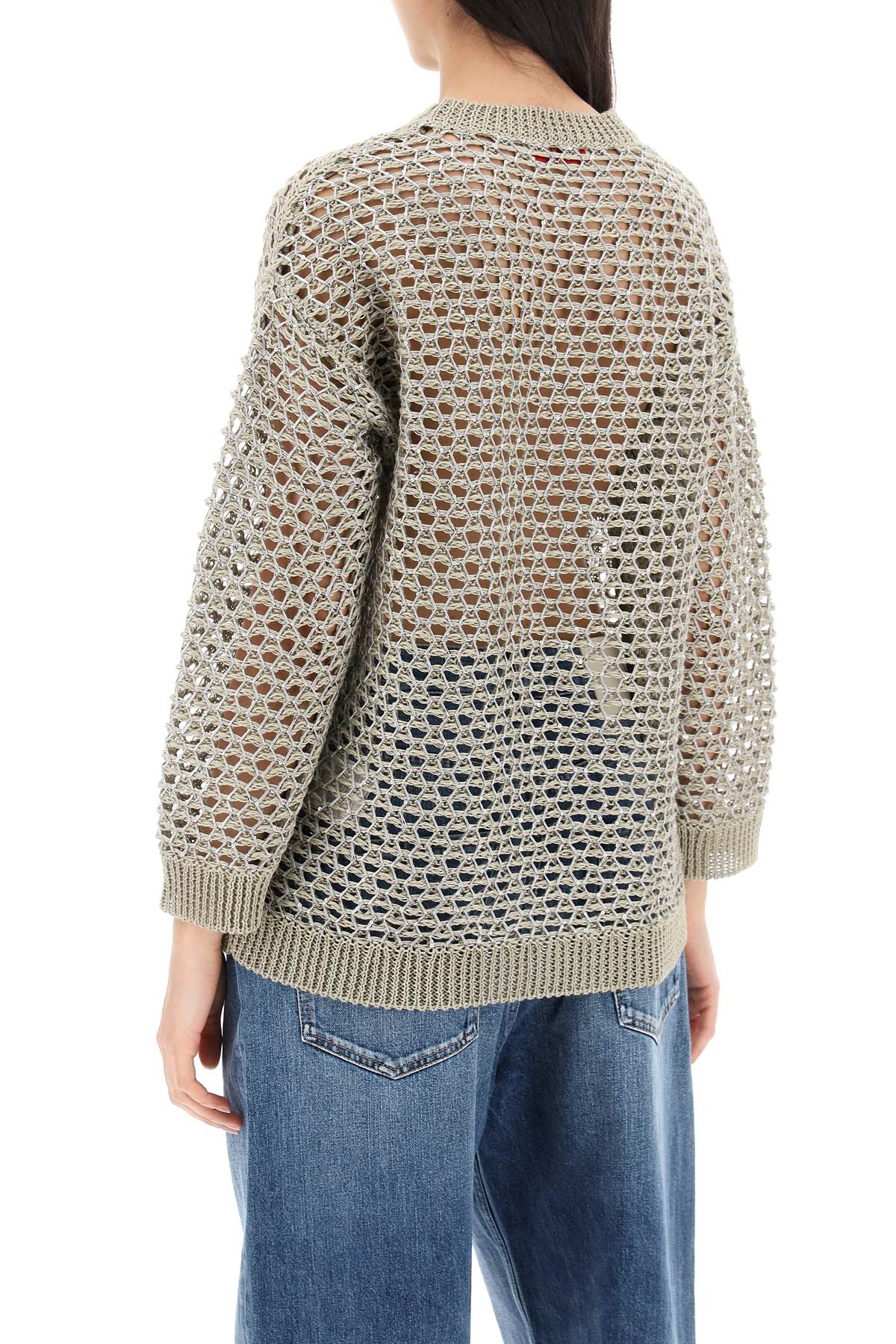 VALENTINO GARAVANI Feminine Mesh Knit Pullover with Sequin Embellishments