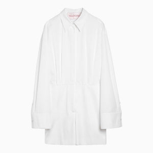 VALENTINO Elegant White Cotton Shirt-Style Romper