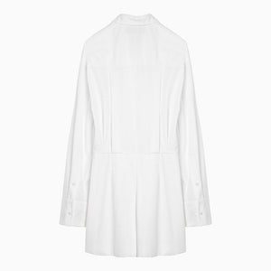 VALENTINO Elegant White Cotton Shirt-Style Romper