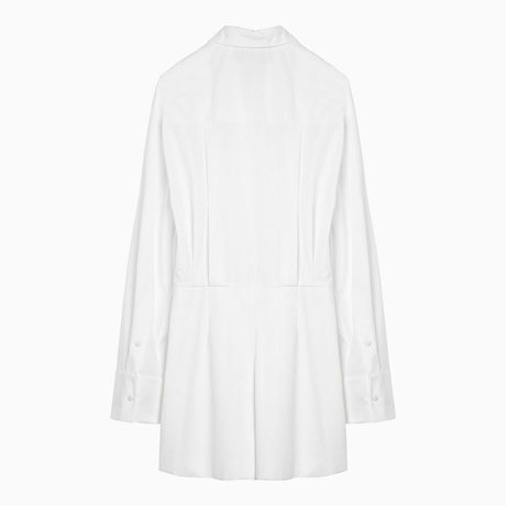 VALENTINO Elegant White Cotton Shirt-Style Romper
