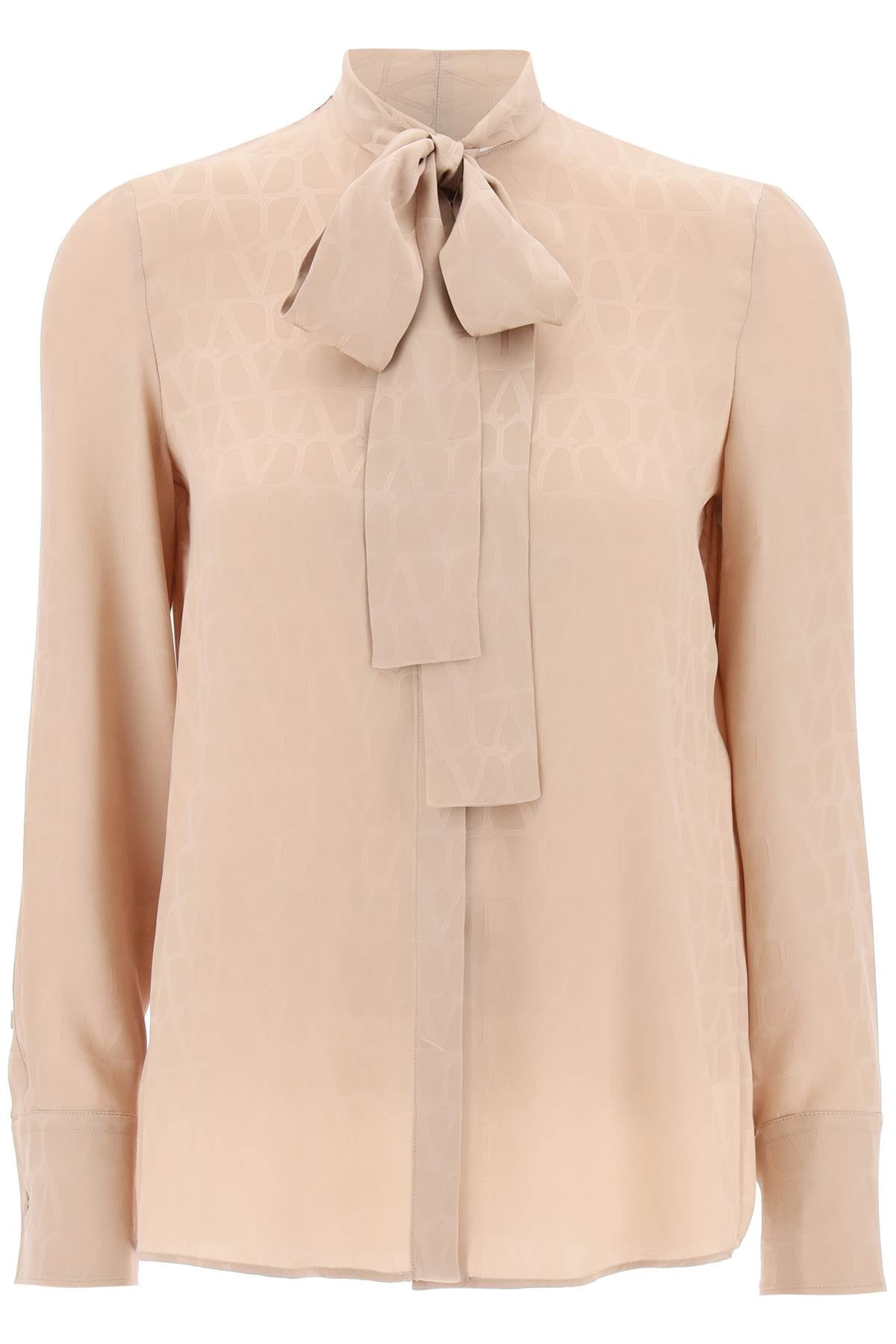 VALENTINO GARAVANI Silk Jacquard Shirt in Nude & Neutrals for Women