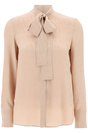 VALENTINO GARAVANI Silk Jacquard Shirt in Nude & Neutrals for Women