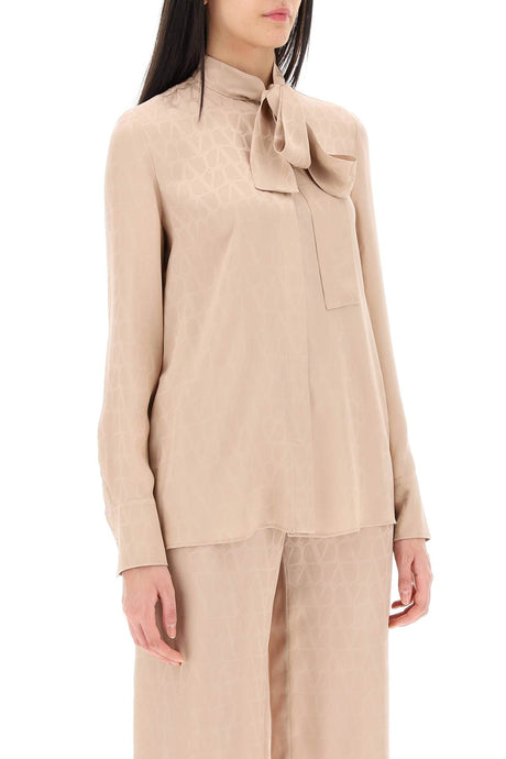 VALENTINO GARAVANI Silk Jacquard Shirt in Nude & Neutrals for Women