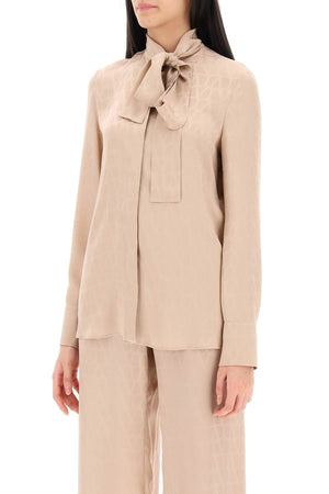 VALENTINO GARAVANI Silk Jacquard Shirt in Nude & Neutrals for Women