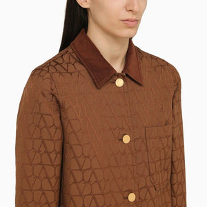 VALENTINO Chic Brown Cotton Blend Iconographe Jacket