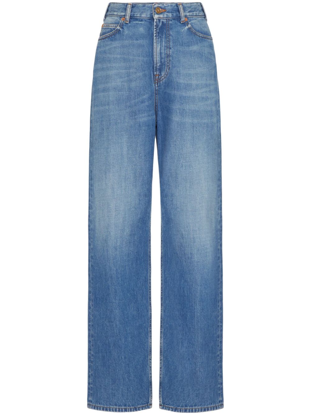 VALENTINO Blue Cotton Denim Pants for Women | SS24 Collection