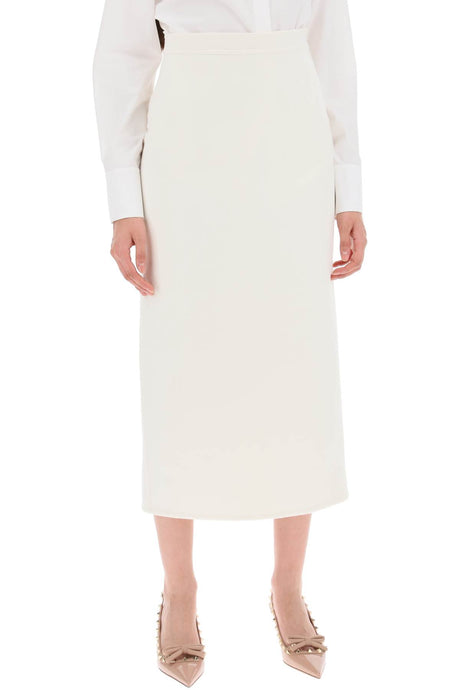 VALENTINO GARAVANI White Compact Drap Midi Skirt for Women - SS24 Collection