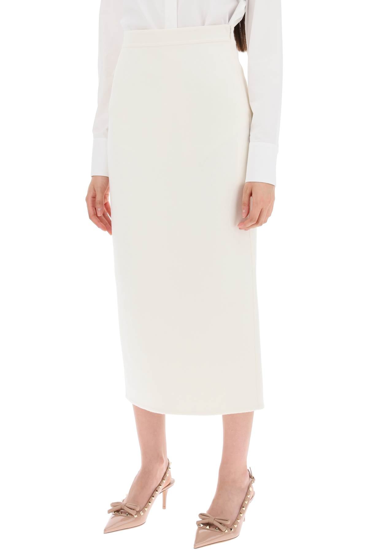 VALENTINO GARAVANI White Compact Drap Midi Skirt for Women - SS24 Collection