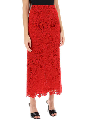 VALENTINO GARAVANI Floral Guipure Lace Pencil Skirt for Women