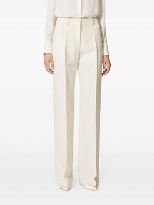 Ivory Crepe Couture Trousers with All-Over Jacquard Toile Iconographe Motif for Women