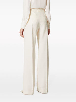 Iconic Wool and Silk Crepe Pants with Jacquard Print - SS24 Collection