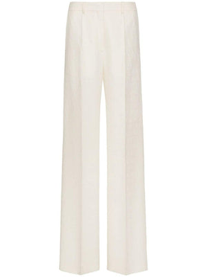 Iconic Wool and Silk Crepe Pants with Jacquard Print - SS24 Collection