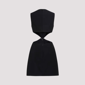 VALENTINO Black Wool and Silk Mini Dress for Women - SS24 Collection