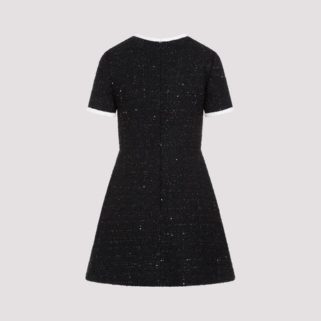 VALENTINO Black Tweed Mini Dress for Women - SS24 Collection