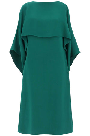 VALENTINO GARAVANI Elegant Green Cady Couture Cape Dress - Women's Fashion for SS24