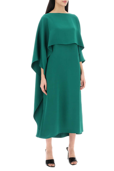 VALENTINO GARAVANI Elegant Green Cady Couture Cape Dress - Women's Fashion for SS24