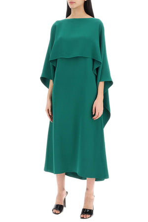 VALENTINO GARAVANI Elegant Green Cady Couture Cape Dress - Women's Fashion for SS24