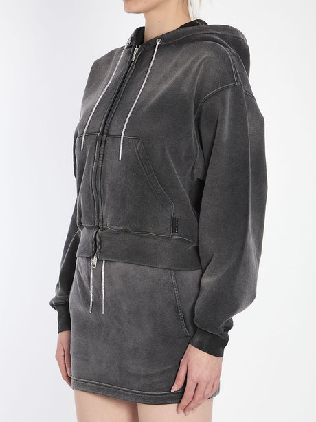 ALEXANDER WANG Mini Cropped Hoodie with Crystals