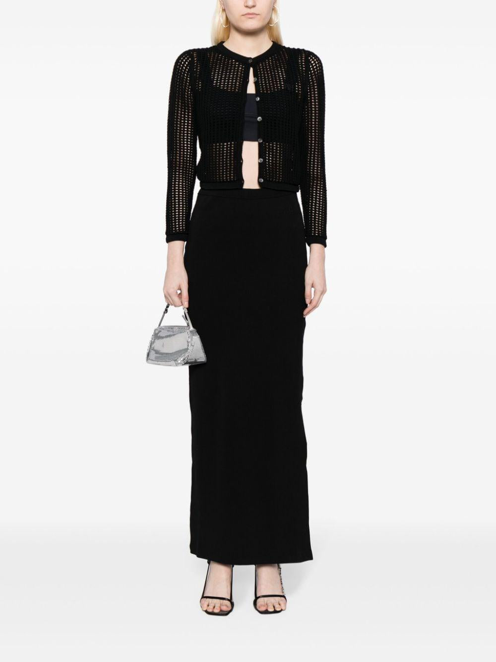 ALEXANDER WANG Black Maxi Skirt with Side Slit for Women in SS24