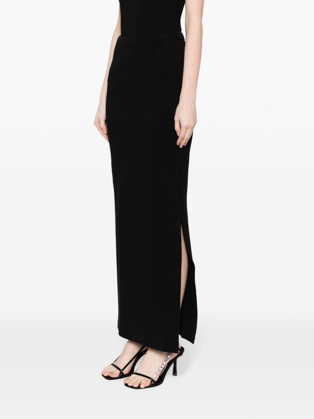 ALEXANDER WANG Black Maxi Skirt with Side Slit for Women in SS24