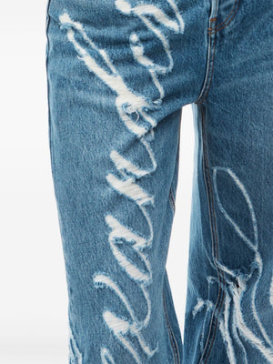 ALEXANDER WANG Distressed Balloon Jeans with Laser-Lifted Logo