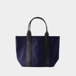 VANESSA BRUNO	 Navy Denim Shopper Handbag for Women - Spring/Summer 2024