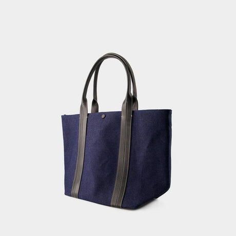 VANESSA BRUNO	 Navy Denim Shopper Handbag for Women - Spring/Summer 2024