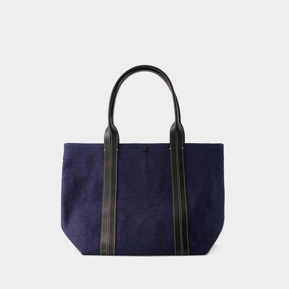 VANESSA BRUNO	 Navy Denim Shopper Handbag for Women - Spring/Summer 2024