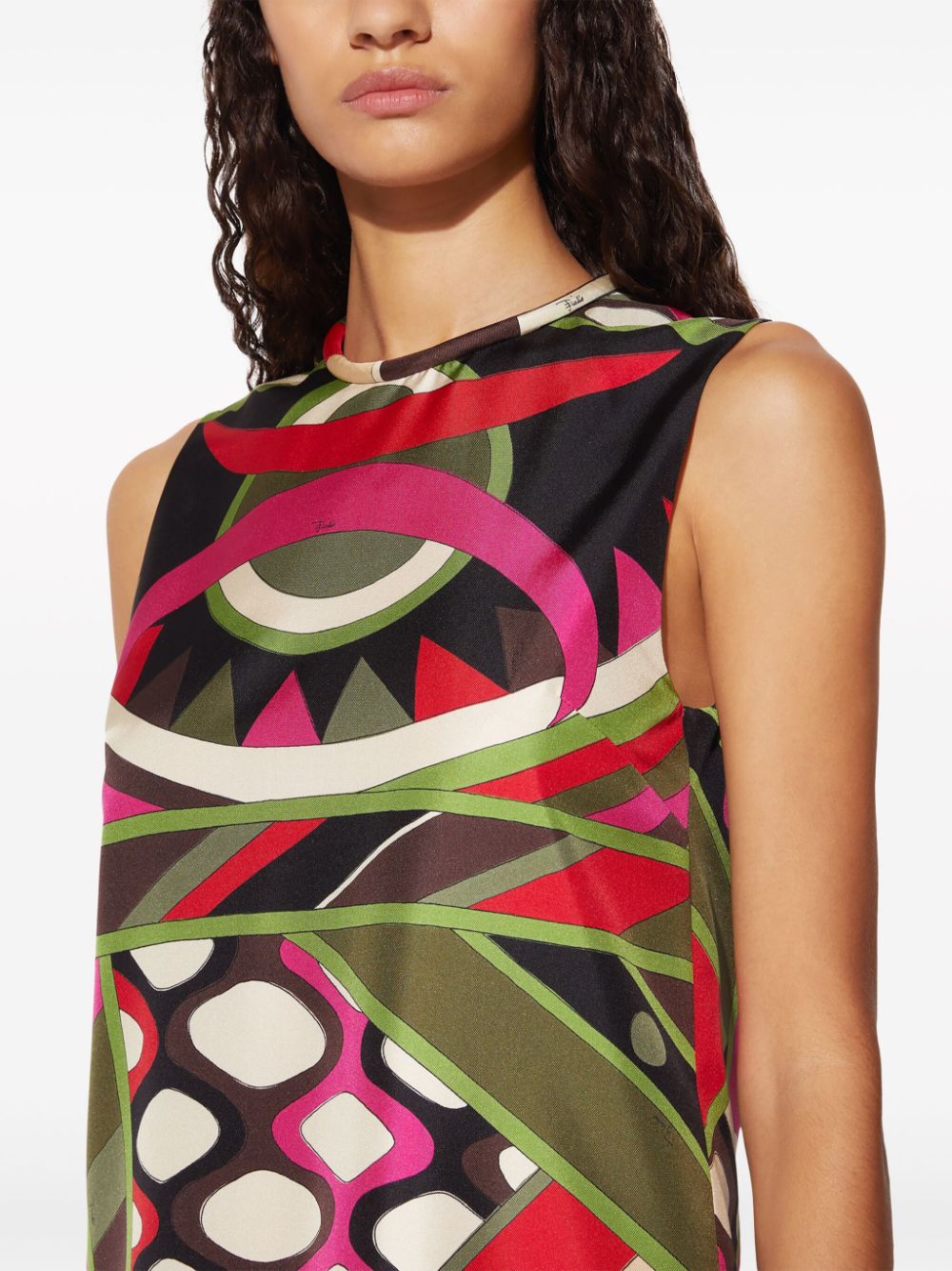 EMILIO PUCCI Multicolour Abstract Print Silk Shift Dress