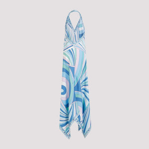 EMILIO PUCCI Elegant Navy Silk Long Dress for Women - SS24